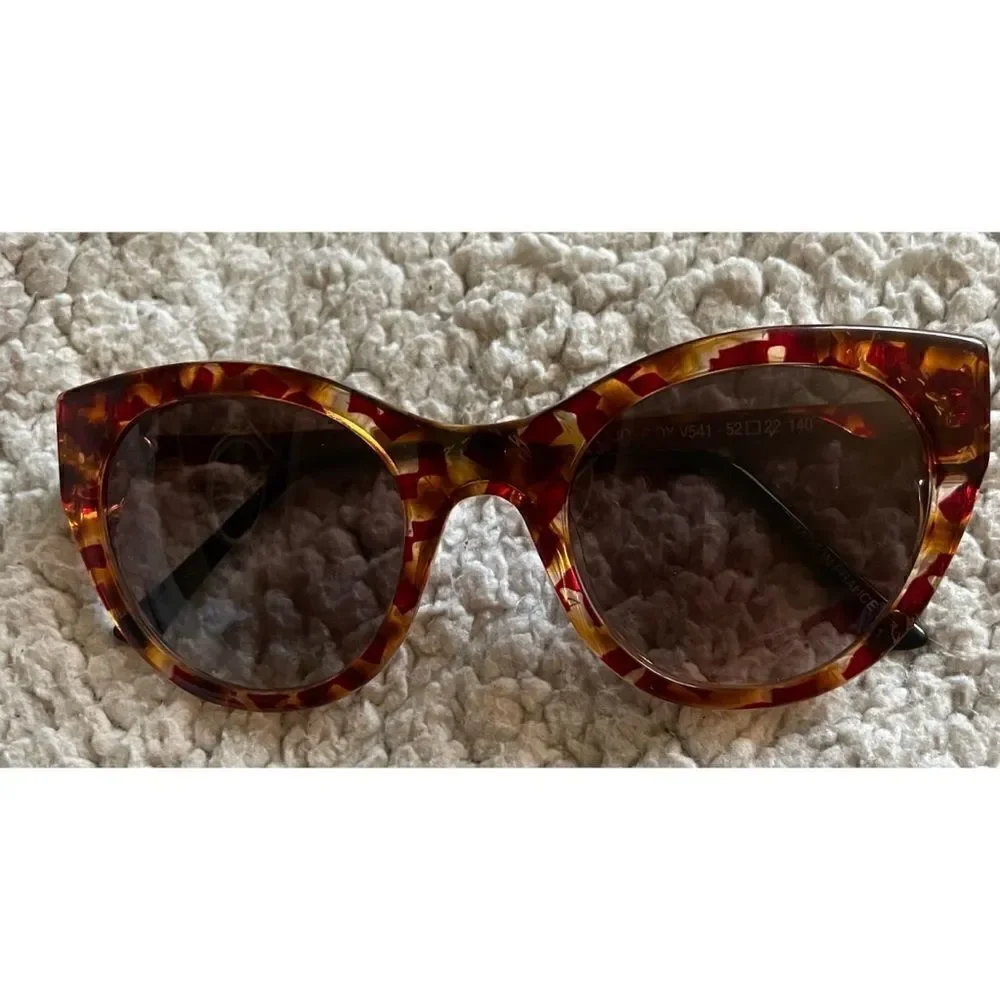 Thierry Lasry Joyridy Sunglasses V541 Vintage Multicolor Red Amber / Brown Lens